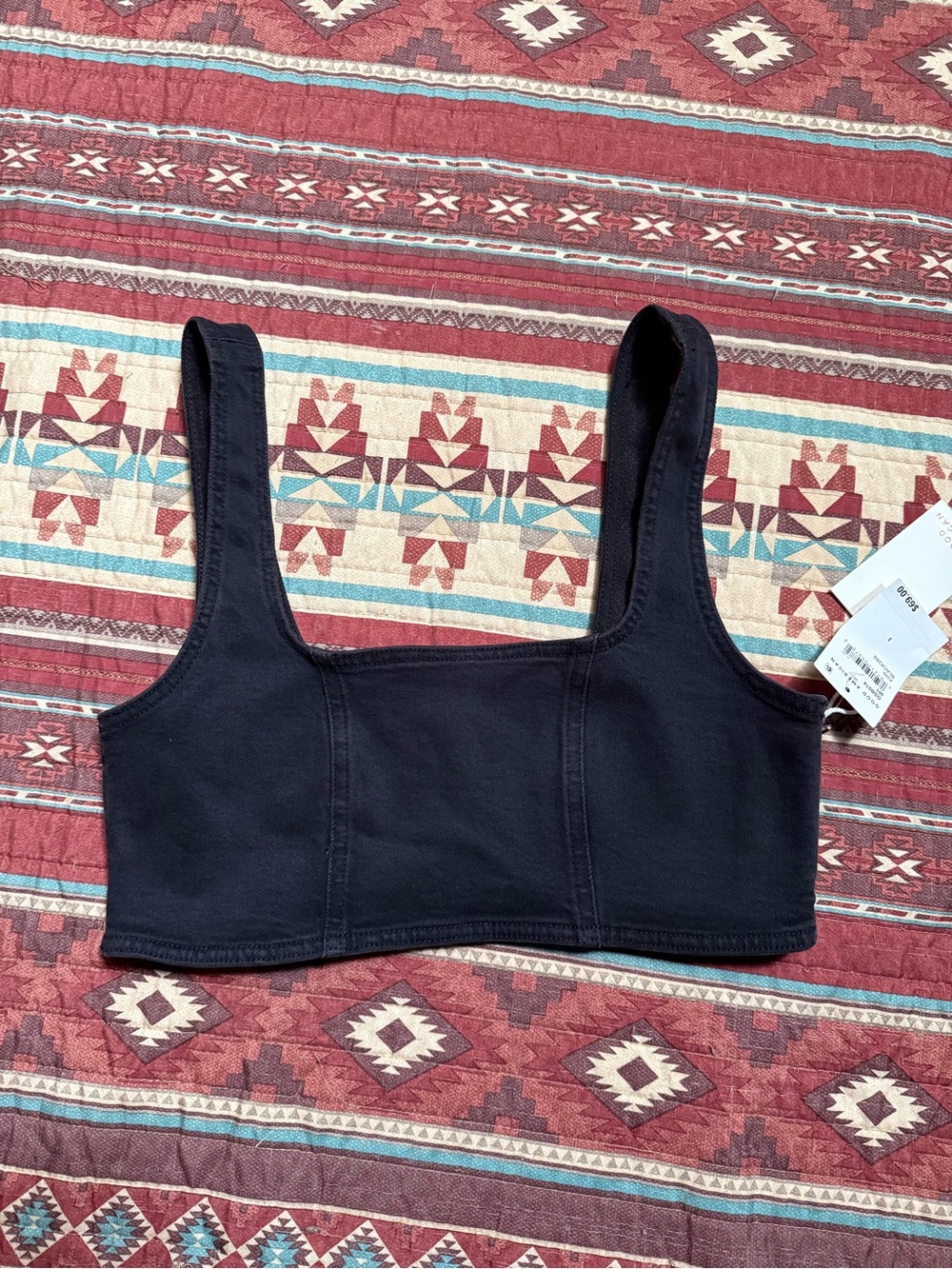 NWT Good American Black Square Neck Crop Top Top size 3
